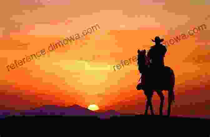 A Breathtaking Scene From The Wild West, With Two Silhouettes Of Cowboys Riding Towards The Sunset. Love S Perfect Stranger: Historical Western Romance