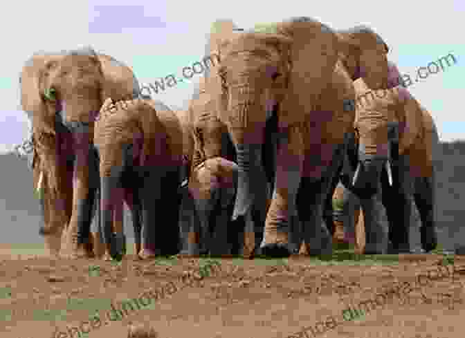 A Stunning Wildlife Photograph Capturing A Herd Of Elephants Against The Backdrop Of The African Savanna Journey Through East And South