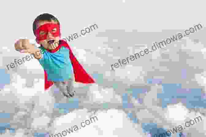 A Young Boy Dressed As A Superhero, Flying Through The Air With A Smile On His Face. Captain Awesome Takes Flight Adam Griffith