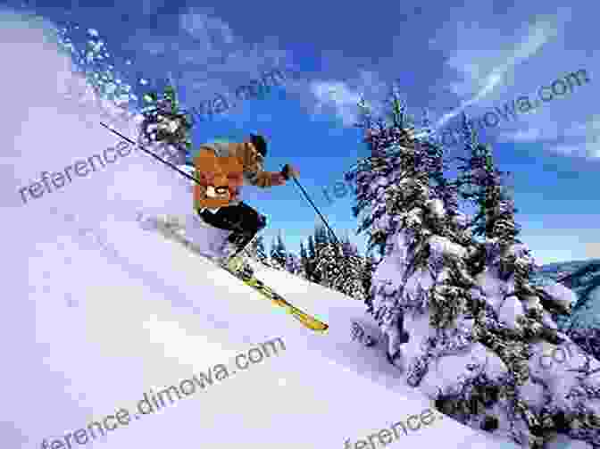 An Image Of A Skier Gliding Down A Snowy Mountain. DOWNHILL SKIING FOR BEGINNERS: Guide On How To Play Alpine Skiing Downhill Skiing Variants And Terms