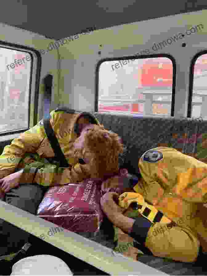 Firefighters Exhausted But Determined, Taking A Brief Respite From The Relentless Battle Against The Wildfire, Their Faces And Bodies Covered In Soot And Grime A Flame On The Front Line: Journey From America To Afghanistan