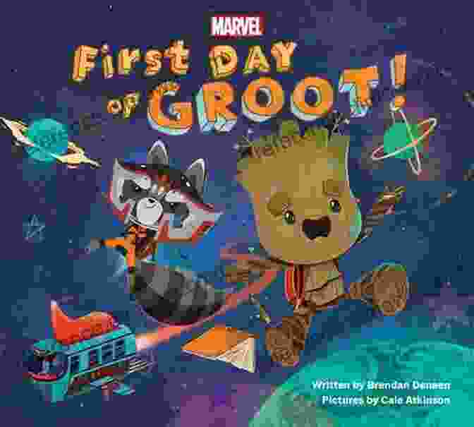 First Day Of Groot Book Cover Featuring A Curious Groot Surrounded By Vibrant Illustrations First Day Of Groot Melinda Hardin